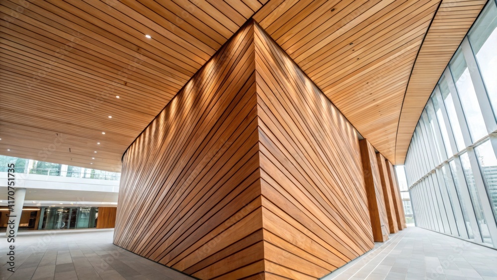 Aufkleber An angled view captures the layered structure of the timber panels accentuating the alternating grain directions that give strength and aesthetic appeal. The warm hues of the wood