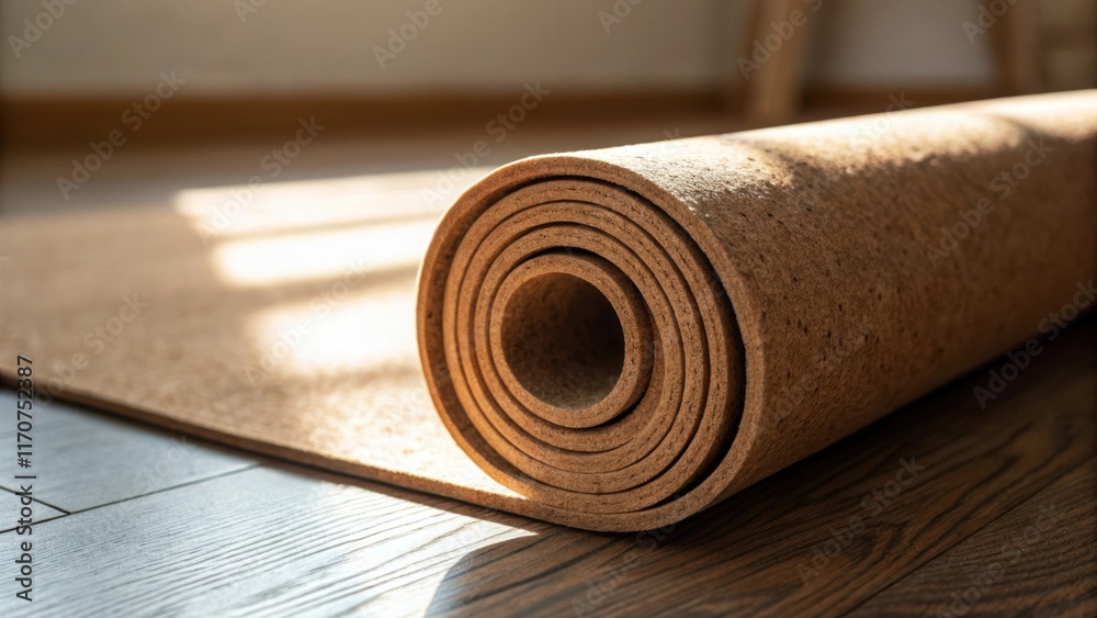 Poster An artistic shot captures the cork roll partially unrolled with soft folds accentuating its pliability. The play of light creates a gentle ripple effect hinting at the acoustic