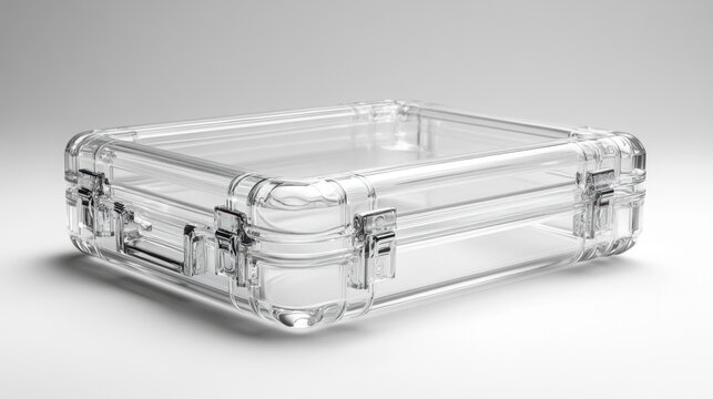 Elegant transparent storage box featuring sturdy clasps and a sleek design, perfect for organizing essentials and displaying items. Generative AI