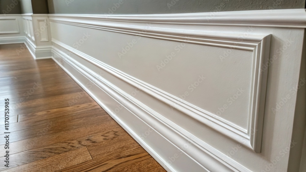 Poster an upclose look at a newly installed chair rail that seamlessly transitions between wall colors fram