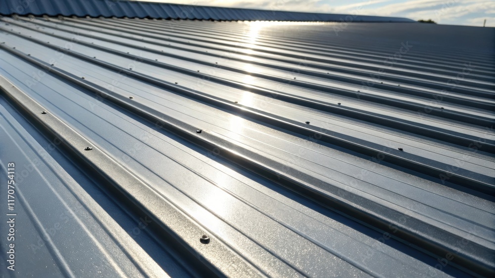 Aufkleber an upclose perspective of the raised ridges on the metal sheets accentuating the structural integrit