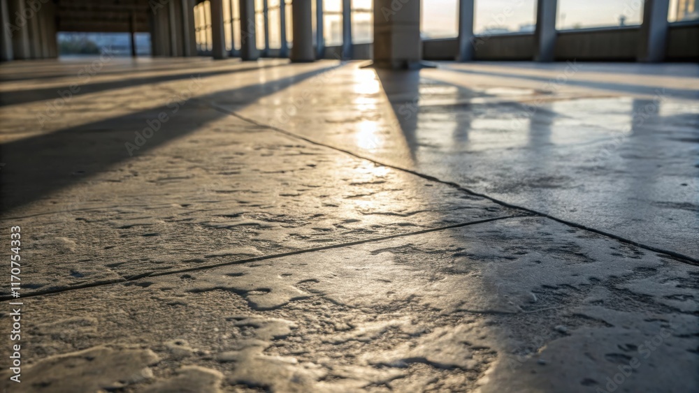 Aufkleber A photograph focusing on the intricate interplay between natural light and shadows on the concrete surface. Various textures from the smooth finish to the rough patches where the