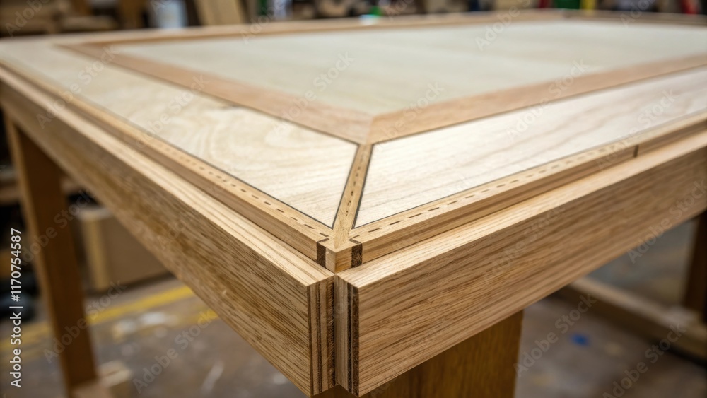 Fototapete a shot focusing on the intersection of two plywood panels where the precision of the s meets demonst