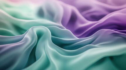 Fototapeta premium Create an abstract background featuring soft green and purple waves, flowing smoothly across the design