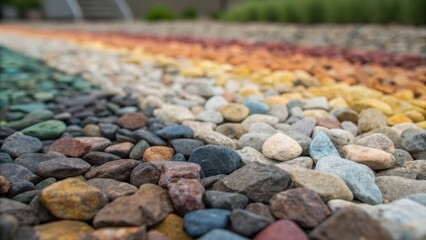 A zoomedin image revealing the subtle gradients of color within the gravel with s of darker stones interspersed a lighter ones. This colorful mosaic serves as a vibrant base