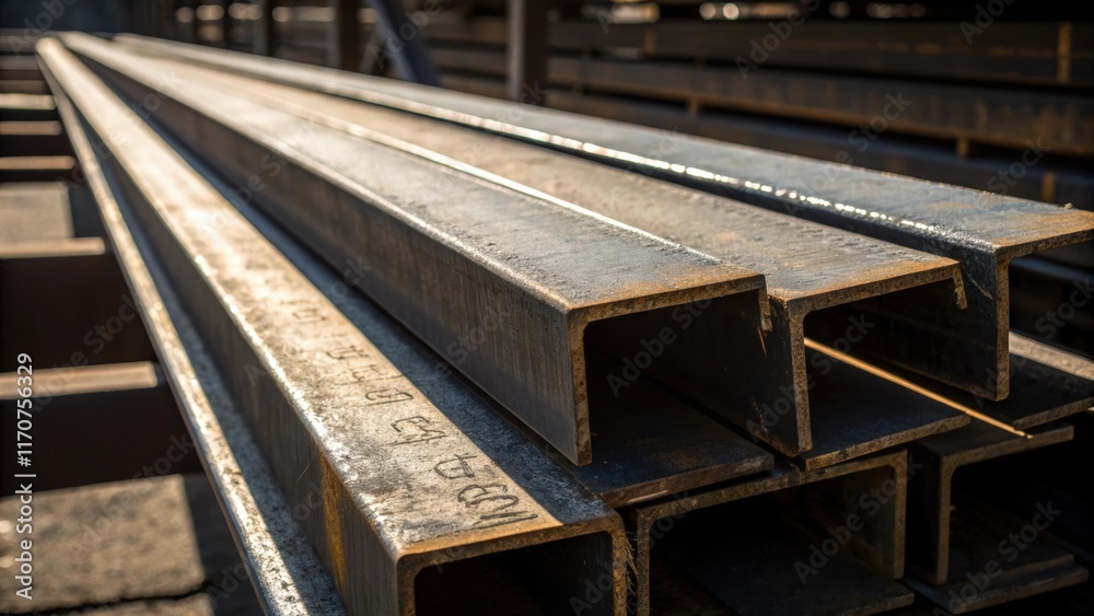 Poster close up of heavyduty steel beams their rugged texture highlighted by the interplay of shadow and li