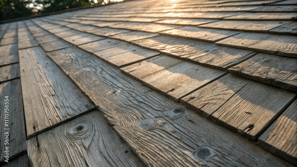 Aufkleber detailed view of sunbleached roof decking where intricate grain patterns and the organic knots of th