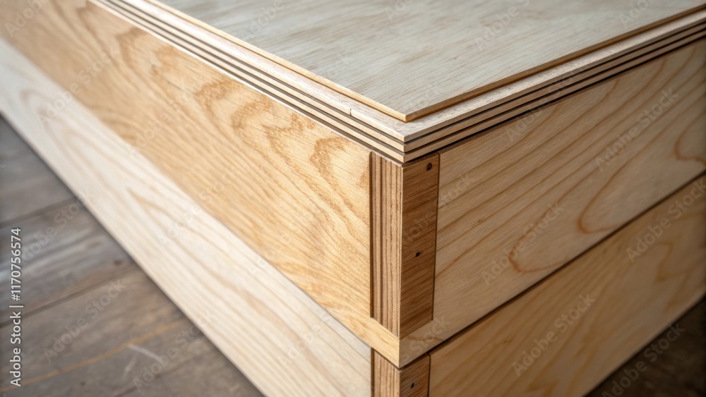 Aufkleber detailed shot of a corner where two plywood sheets meet showcasing the precision of the s and the cl