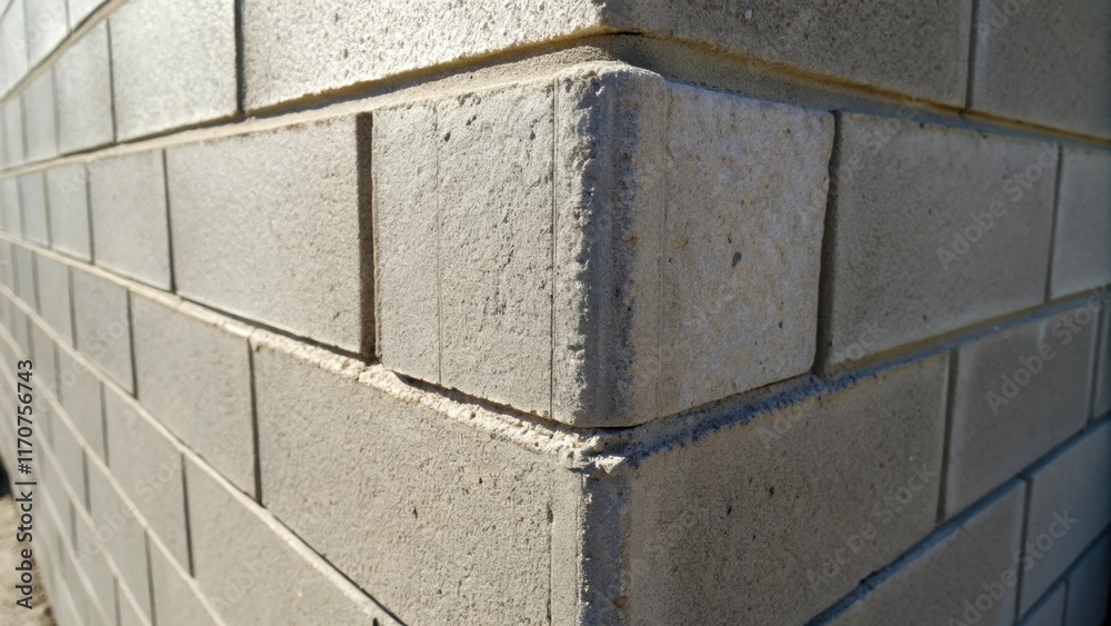 Aufkleber Focused closely on a corner where two cinder blocks meet the precision of the masonry is evident. The smooth joint creates a seamless transition while the edges of the blocks