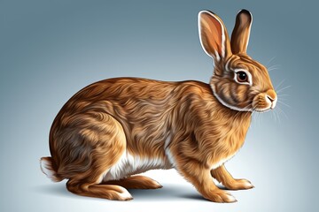 Obraz premium realistic illustration of a rabbit on a blue background