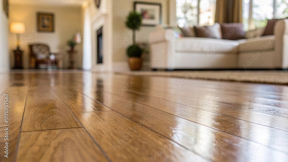 Aufkleber the closeup view emphasizes the subtle sheen of the engineered hardwood revealing a faint reflection