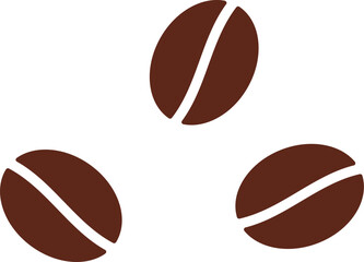 Three coffee beans. Vector illustration with transparent background.
