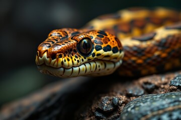 Fototapeta premium a close up of a snake with a yellow and black pattern on its head