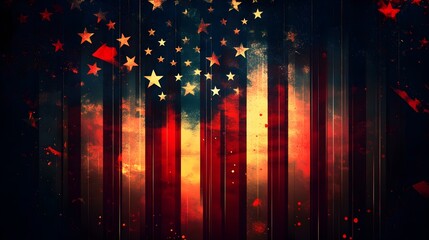 American National Holiday. US Flag background with American stars, stripes and national colors. Soldier. Memorial Day or Veterans Day concept.