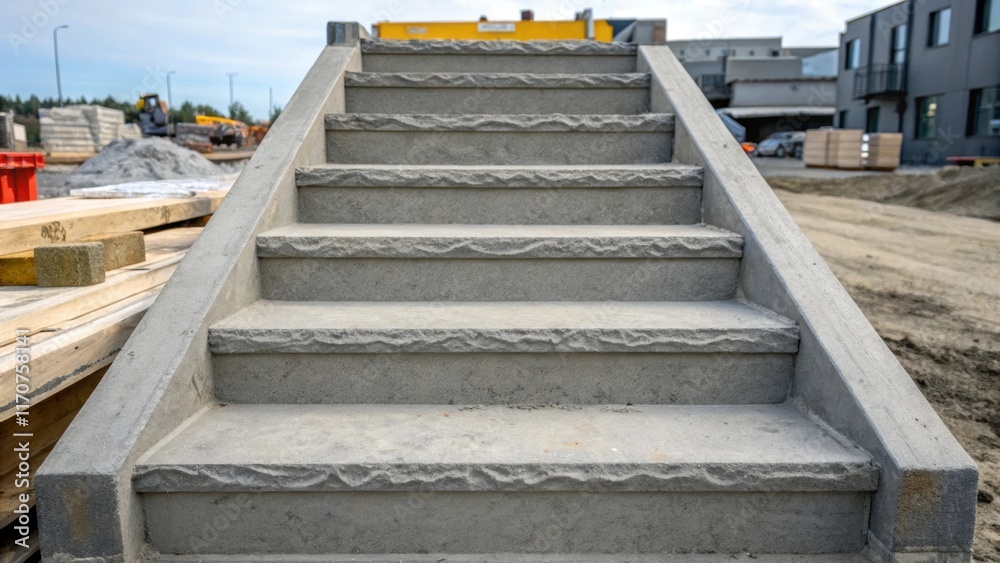 Poster the rugged edges of precast concrete steps are highlighted revealing the meticulous craftsmanship an