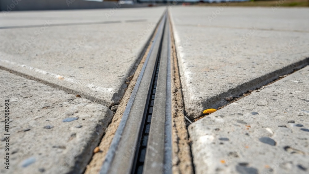 Poster zoomed in on the junction where the expansion joint strip meets the concrete the photo reveals the s