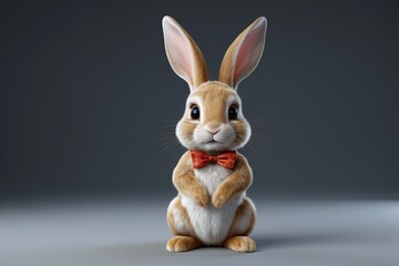 Obraz premium there is a rabbit with a bow tie sitting on a table