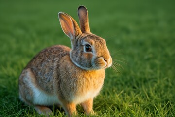 Fototapeta premium there is a rabbit that is sitting in the grass