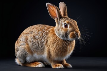 Fototapeta premium there is a rabbit that is sitting on a black surface
