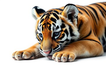 Obraz premium there is a tiger that is laying down on the ground