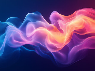 Fototapeta premium Abstract gradient waves in vibrant, neon colors (blue, pink, and purple), smoothly blending into each other against a dark background.