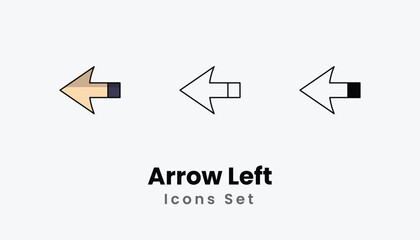 Arrow Left Icons thin line and glyph vector icon stock illustration