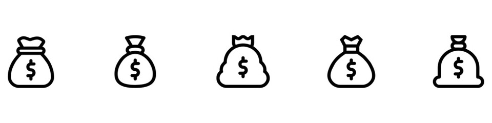 Money bag icon. Bag with money. Vector Illustration. EPS 10
