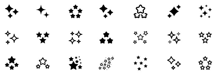 Star icon set. Sparkle star icons. Shine icons. Stars sparkles vector. Rating Star icon. Star vector collection. Modern simple stars. Vector illustration. Vector Graphic. EPS 10