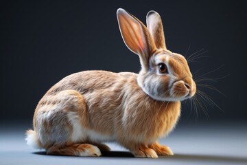 Fototapeta premium there is a rabbit that is sitting on the floor with its head turned