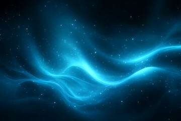 Abstract blue glowing wave with sparkles.