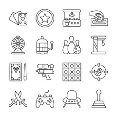 A set of icons for various games and activities, including a deck of cards