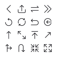 A set of arrows and other symbols in black