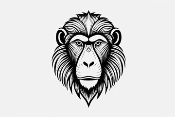 Obraz premium a black and white drawing of a monkey ' s face