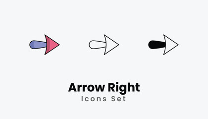 Arrow Right Icons thin line and glyph vector icon stock illustration