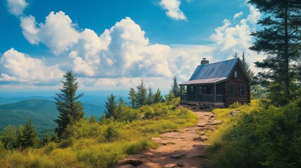 mountain top retreat where a group learns outdoor survival skills, surrounded by breathtaking views