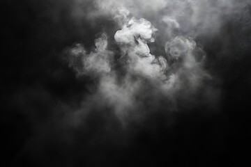 White smoke swirls on black background.