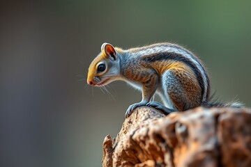 Obraz premium there is a small squirrel sitting on a tree stump