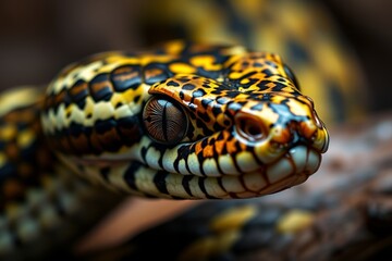 Fototapeta premium a close up of a snake with a yellow and black pattern on its head