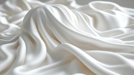 Obraz premium Draped white silk fabric with soft folds and curves.