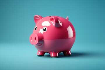 Obraz premium there is a pink piggy bank with a blue background