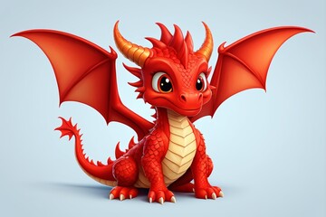 cartoon red dragon with big eyes and big wings