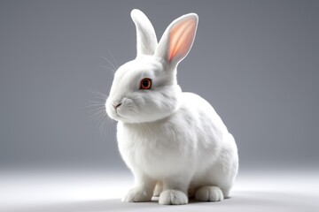 Obraz premium there is a white rabbit with orange eyes sitting on a gray surface