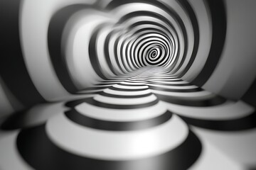 Obraz premium Abstract black and white spiral tunnel.