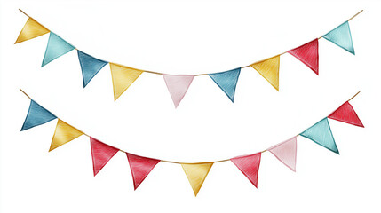 Fototapeta premium Colorful party flags on white background