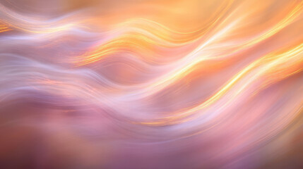 Abstract design of warm pastel gradients, soft peach and lavender hues flowing with smooth...