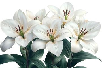 Obraz premium Elegant White Lilies on White Background