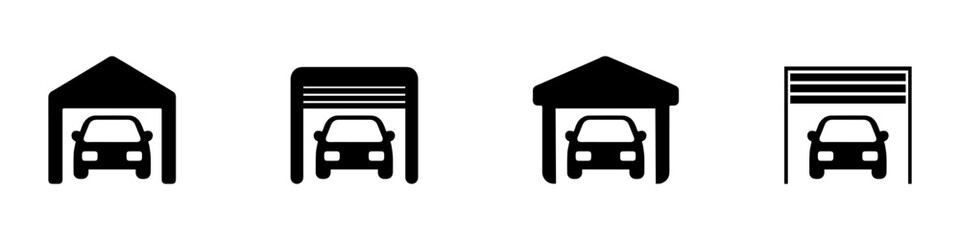 Garage icon. Car parking icon. Simple garage symbol. Isolated graphic illustration house for car. Transport garage set icon. EPS 10