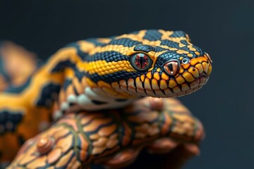 there is a close up of a snake on a hand