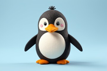 Fototapeta premium a close up of a penguin with a blue background