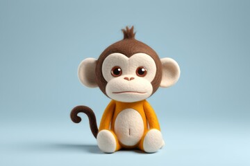 Naklejka premium arafed monkey sitting on a blue surface with a sad look